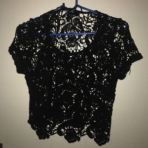 Black lace crop top